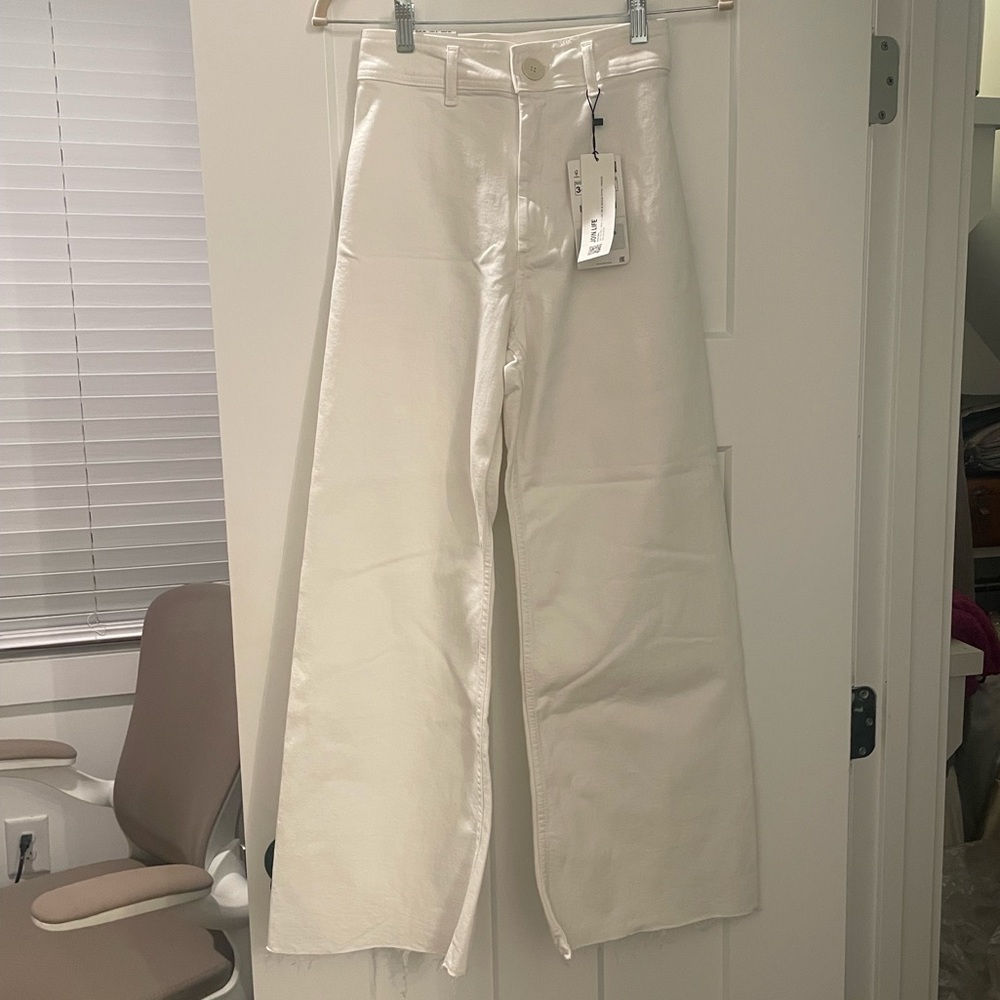 Zara Marine Straight Pants in Off White
